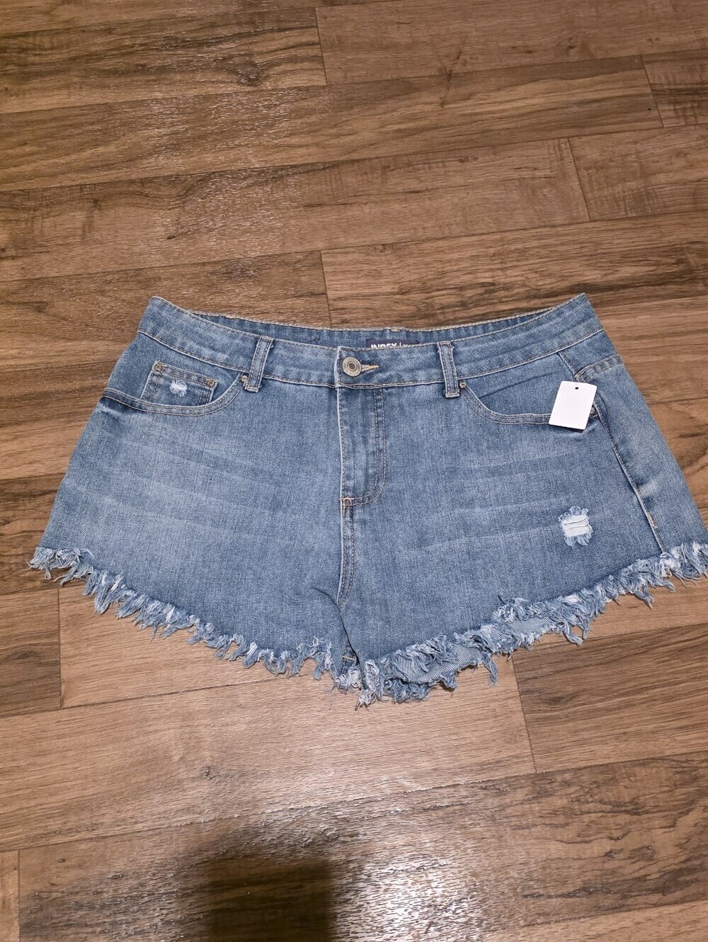 Index Light Blue Distressed Denim Shorts - Women's Frayed Hem